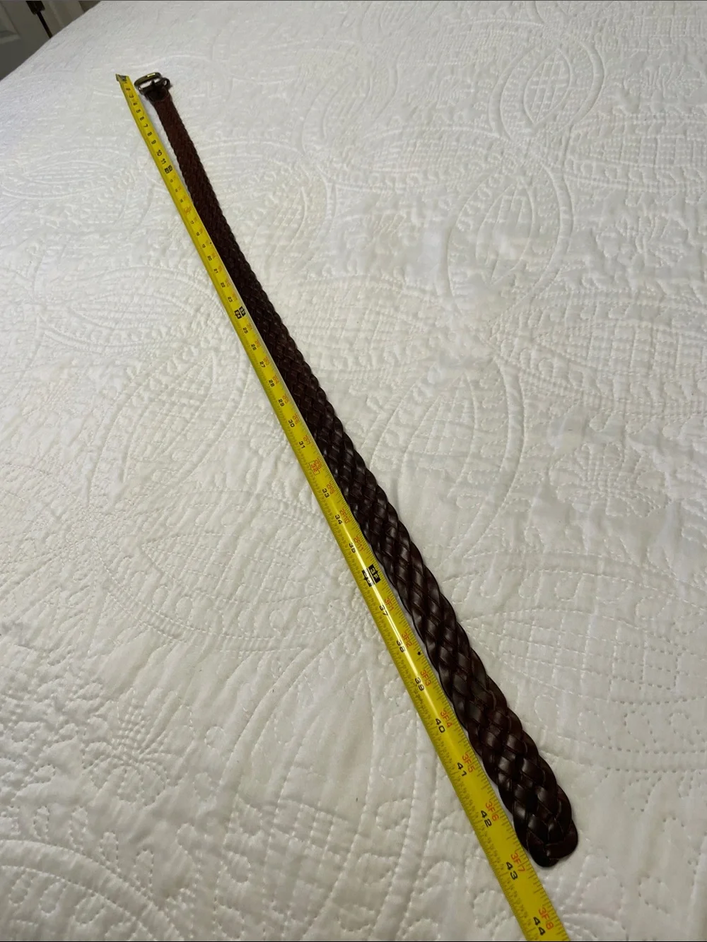 Men’s Braided Leather Woven Belt with Antique Gold Color Buckle Large